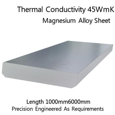 Tấm hợp kim magiê với độ dẫn nhiệt 45WmK, chiều dài 1000mm-6000mm, được chế tạo chính xác theo yêu cầu